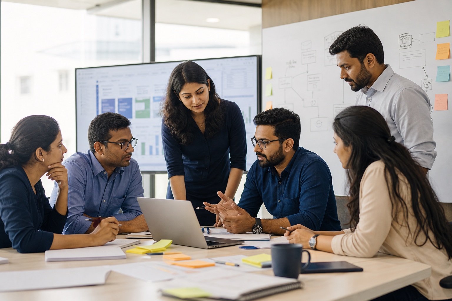 Business stakeholders and product team planning a custom workflow