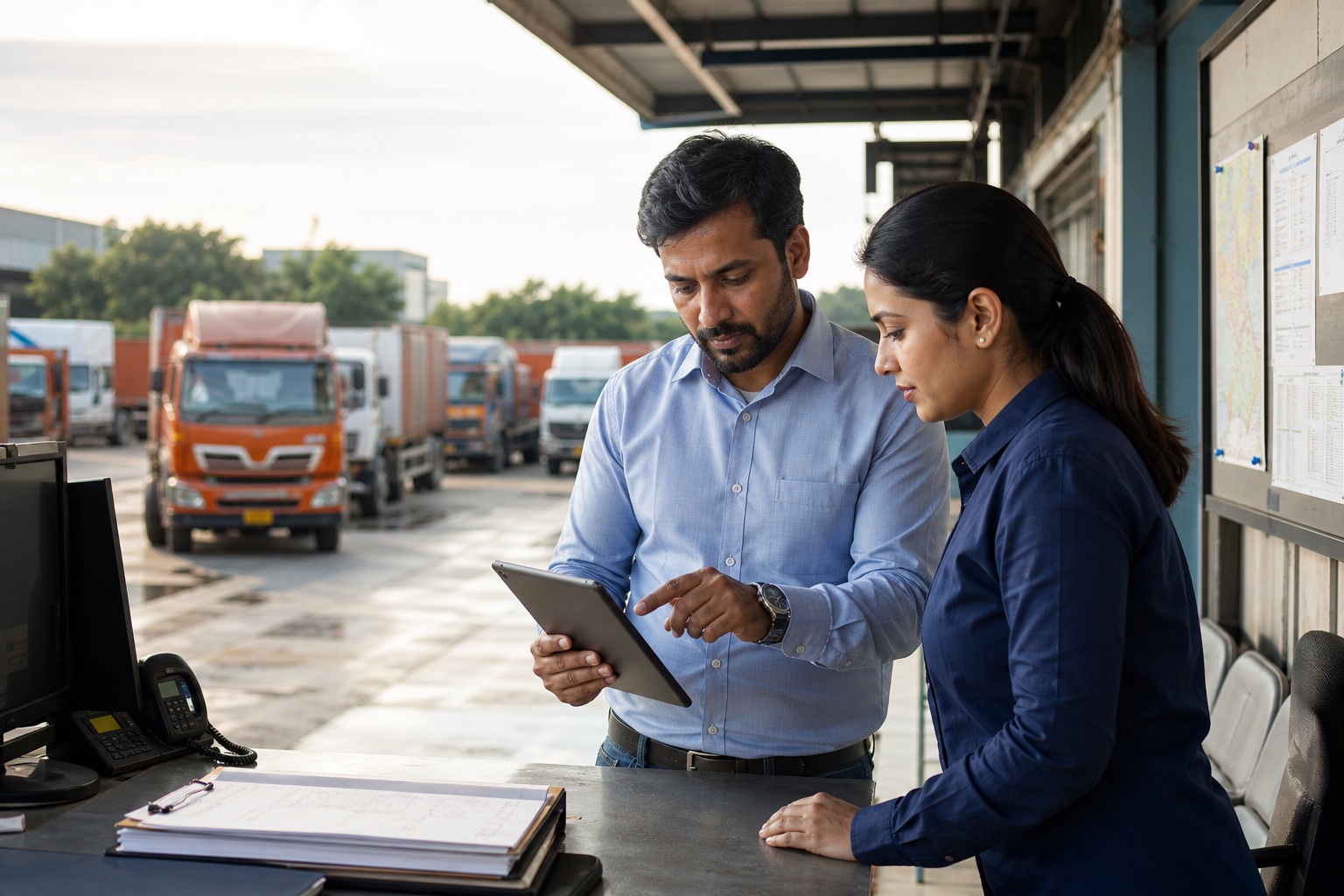 Fleet manager and dispatcher coordinating transport operations